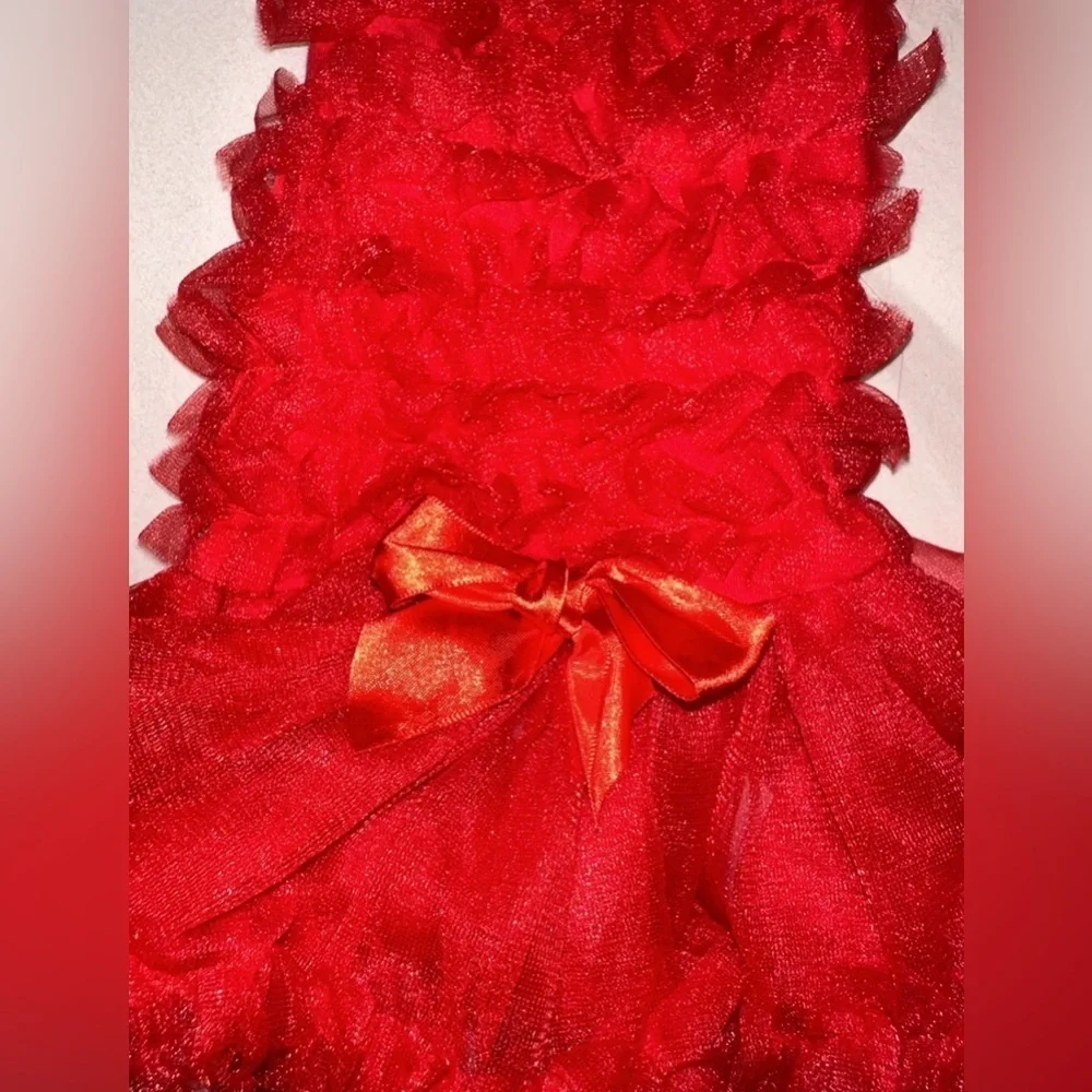 NWOT Small/Tiny Dog Red Christmas Dress with Tulle & Ribbon! Sweet & Adorable!